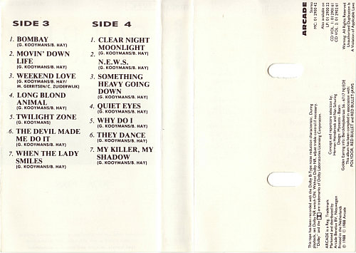Golden Earring The Very Best of 1976 - 1988 Volume 2 cassette inlay inner 1988 Netherlands